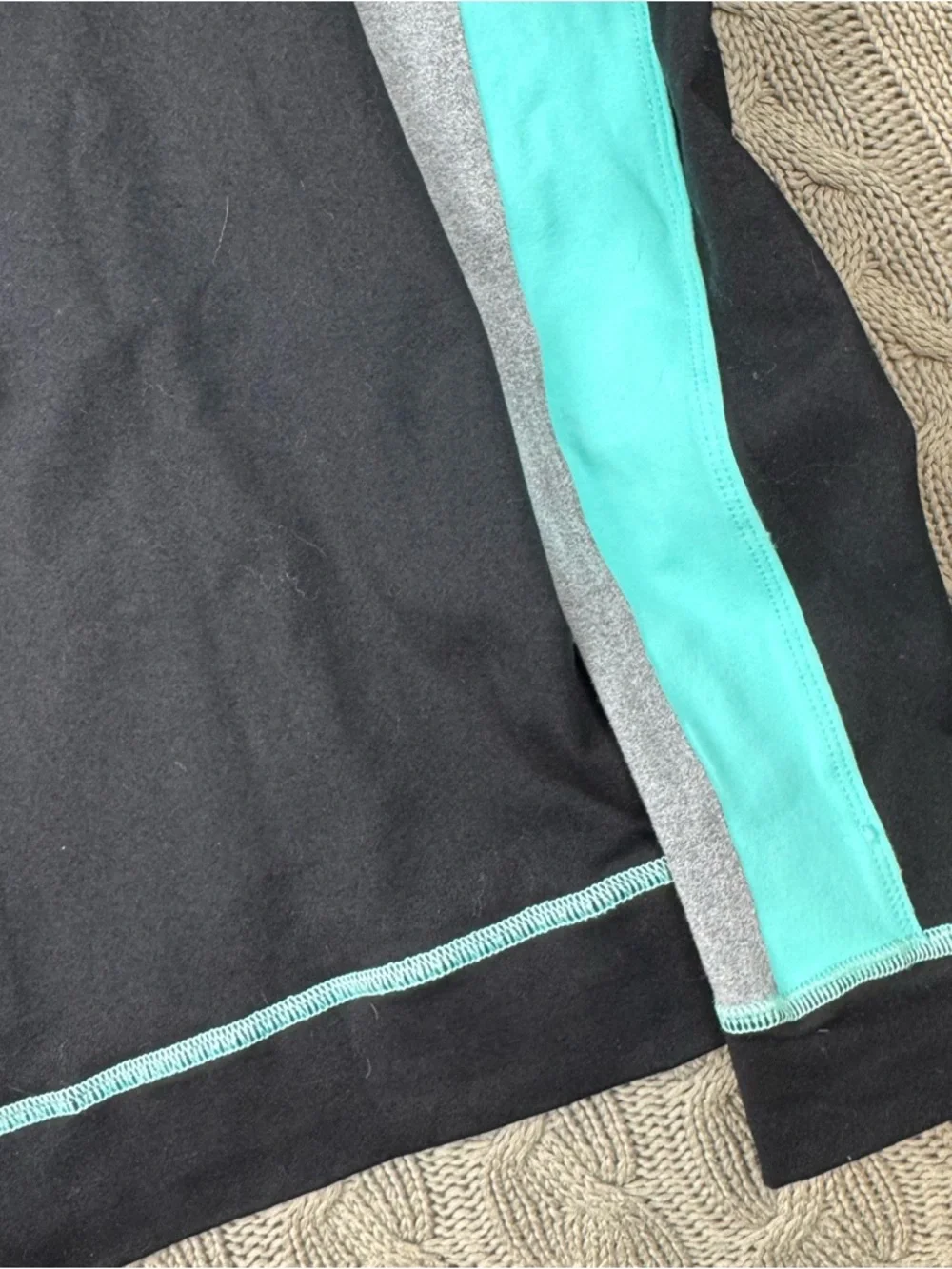 Trina Turk Recreation Teal, Black & Gray Colorblock Hoodie with Yellow Logo ~ S - Picture 10 of 12